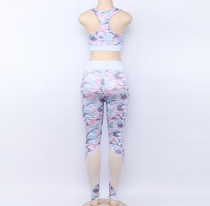 Camouflage print suit 2 Piece Set sexy fitness Leggings