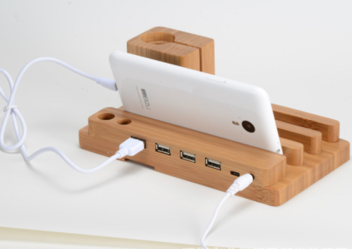 Bamboo Wood and Mobile apple watch bracket charging